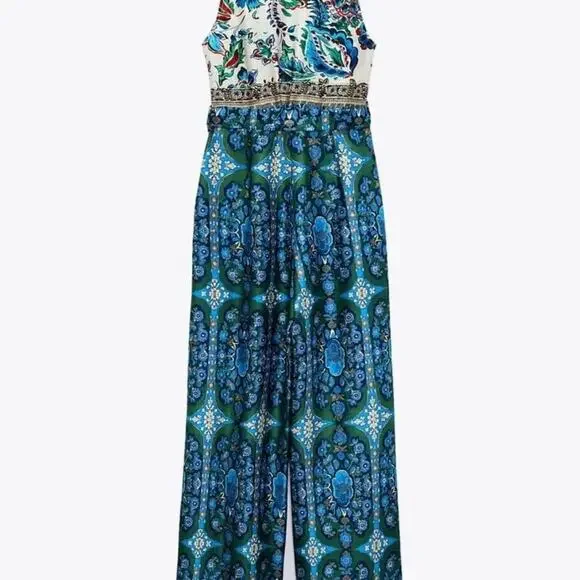 ZARA Floral Print belted jumpsuit - Picture 10 of 10